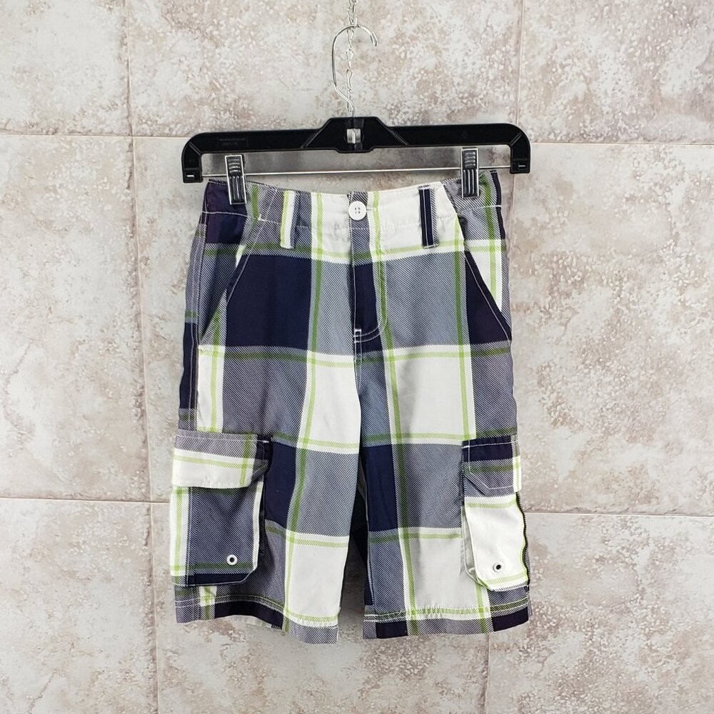 Checked Bermuda Shorts Cargo Pockets Ocean Pacific Boys Sz 10 Golf Walking Plaid